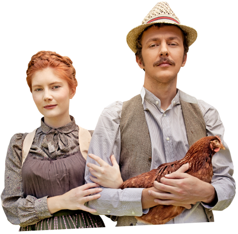 Man and woman with chicken